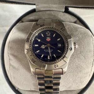 Tag Heuer Silver Stainless Watch with Blue Dial